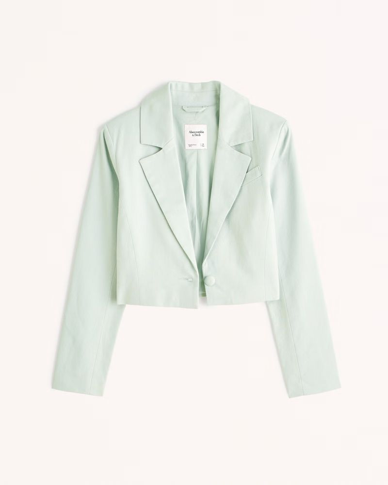 Cropped Linen-Blend Blazer | Abercrombie & Fitch (US)