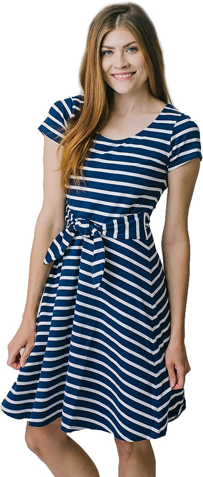 Hope & Henry Women's Short Sleeve Tie-Front Knit Dress | Amazon (US)