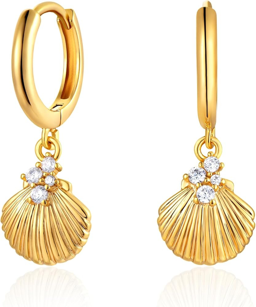 Mevecco Gold Dainty Dangle Hoop Earrings for Women 14K Gold Plated Delicate cute Geometric Triang... | Amazon (US)