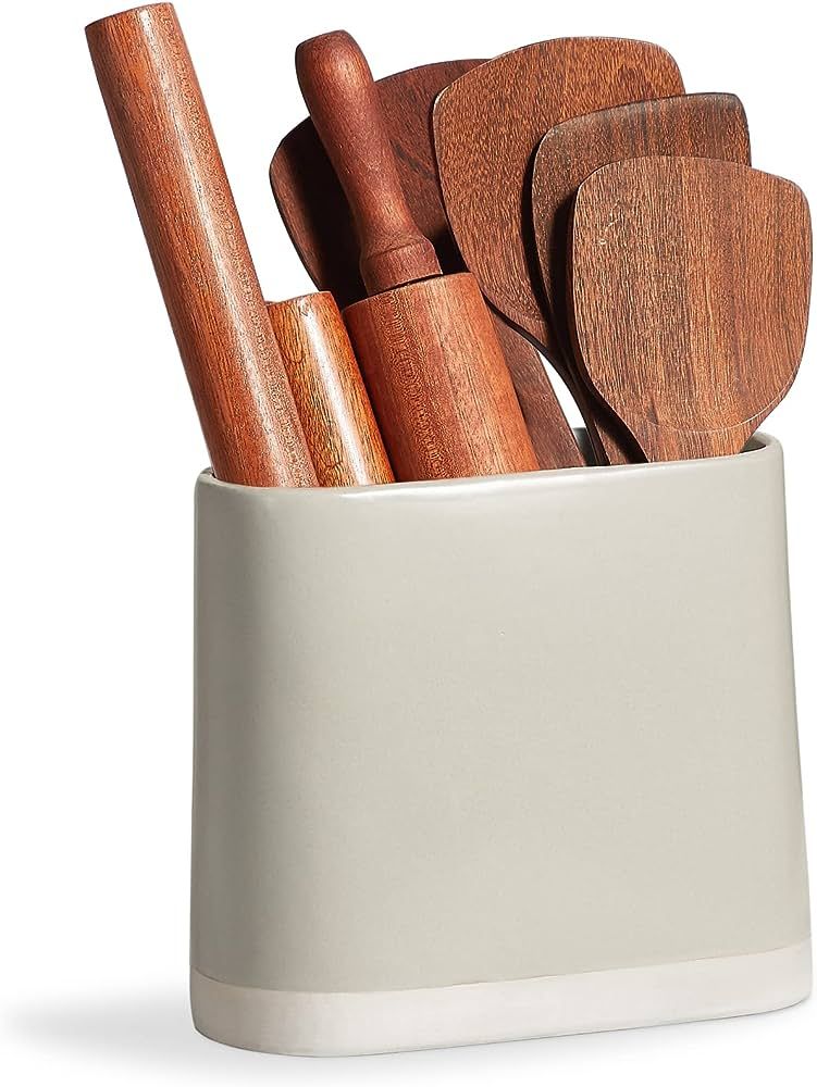 ONEMORE Ceramic Utensil Crock, Large Kitchen Utensil Holder for Countertop, Farmhouse Cooking Ute... | Amazon (US)