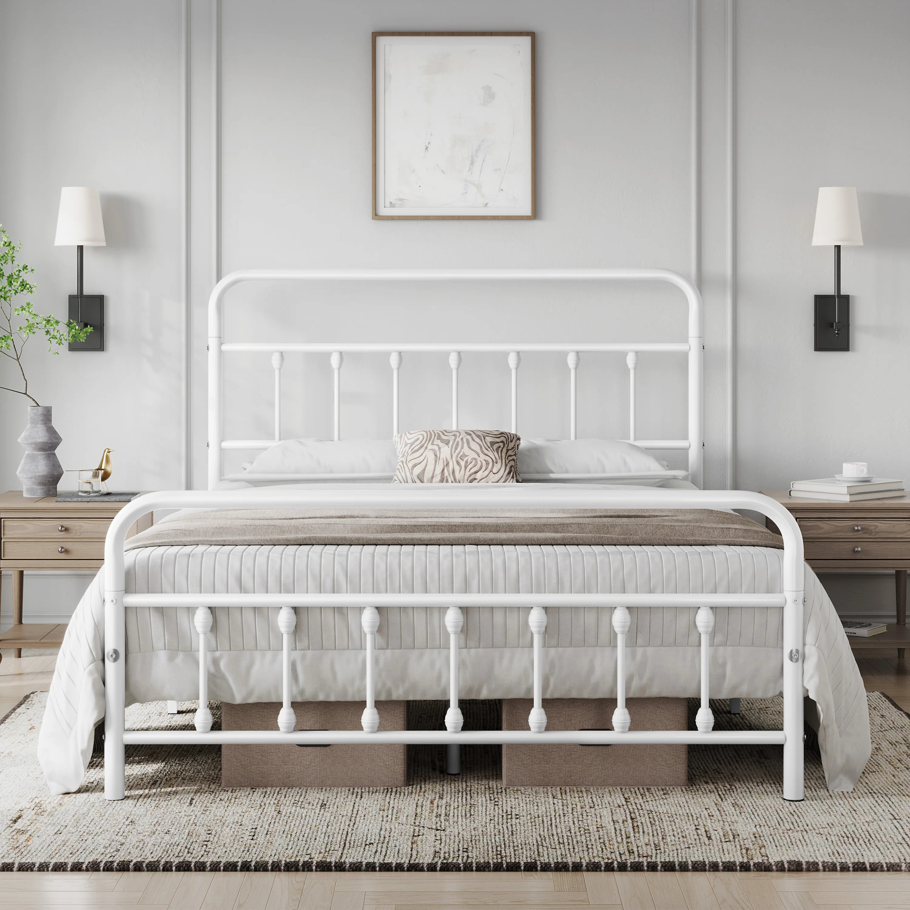 Classic Iron Platform Bed with High Headboard and Footboard | Wayfair North America