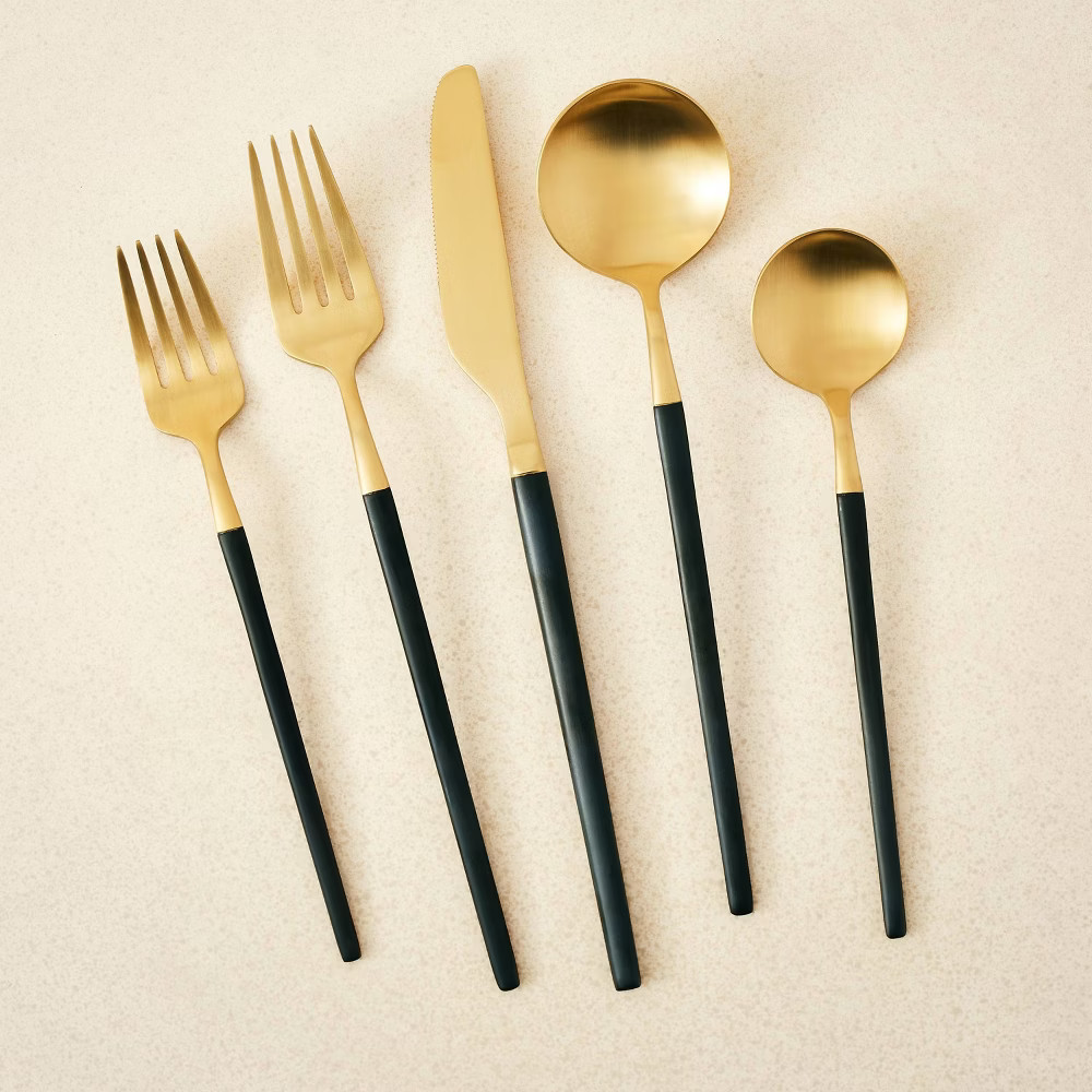 5pc Stainless Steel Silverware Set Black/Gold - Opalhouse designed with Jungalow | Target