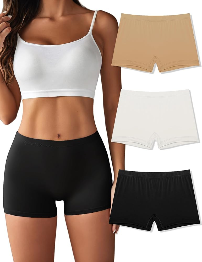Ekouaer Boyshort Panties Women's Soft Underwear Briefs Invisible Hipster 3 Pack Seamless Boxer Br... | Amazon (US)