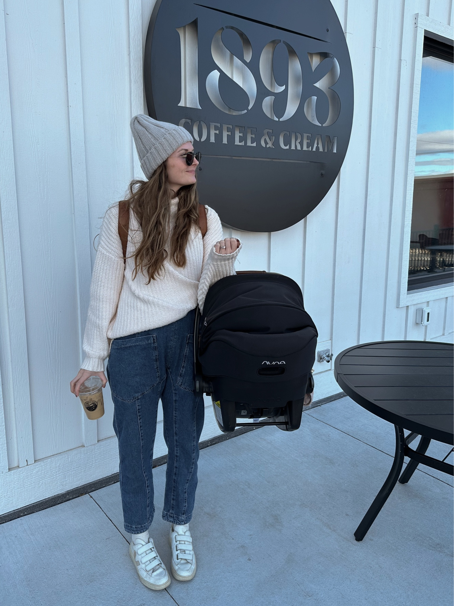 wearing xs in jumpsuit, I’m 5’5 for reference on length
oversized sweater is old free people, but linked similar! 

Casual winter outfit  
Postpartum 

#LTKbaby #LTKHoliday #LTKSeasonal