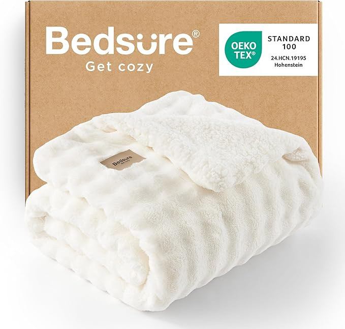 Bedsure Bubble Sherpa Throw Blanket for Couch - Fuzzy Fleece Thick Warm Christmas Blanket for Win... | Amazon (US)