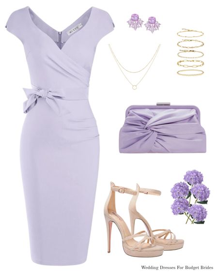 Lavender cocktail dress with accessories for a semi-formal wedding. 

#weddingguestdress #springoutfit #semiformaldress #summeroutfit #amazondress 

#LTKwedding #LTKstyletip #LTKSeasonal