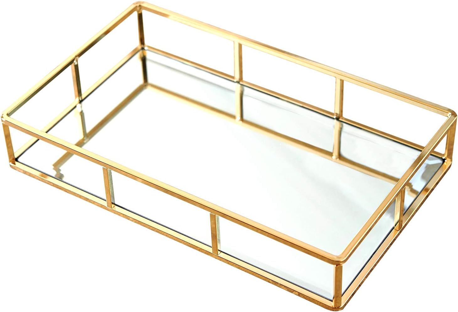 PuTwo Tray Mirror, Gold Mirror Tray Perfume Tray Mirror Vanity Tray Dresser Tray Ornate Tray Meta... | Amazon (US)