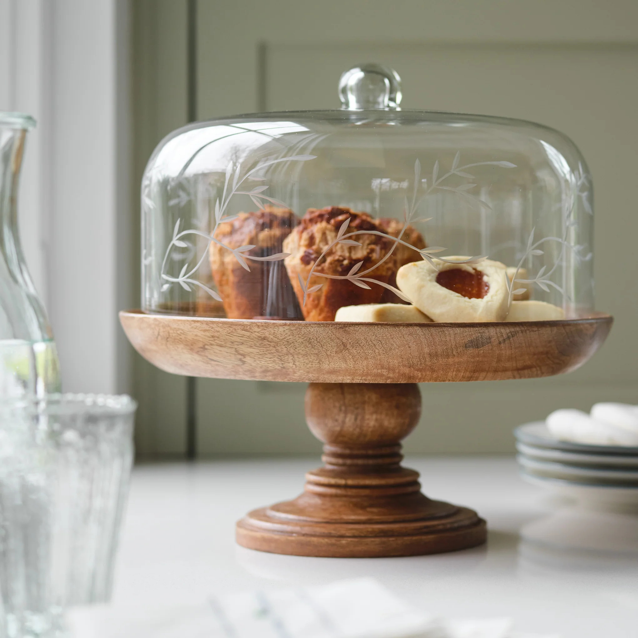 Eliane Etched Glass Cake Stand | Magnolia