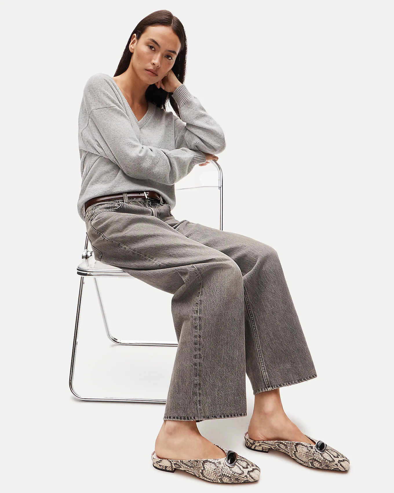 Sophie ballet mules in snake-embossed leather | J. Crew US