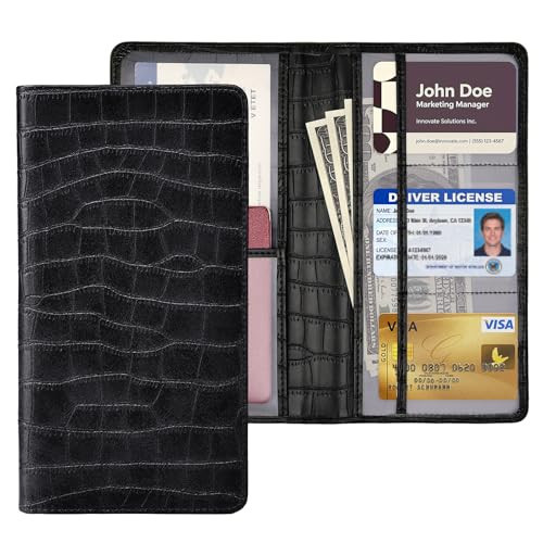 Peisicne Car Registration and Insurance Holder, Black Vehicle Glove Box Car Organizer with Magnetic Closure for Documents, Cards, License Car Organization, 1 Pack | Amazon (US)
