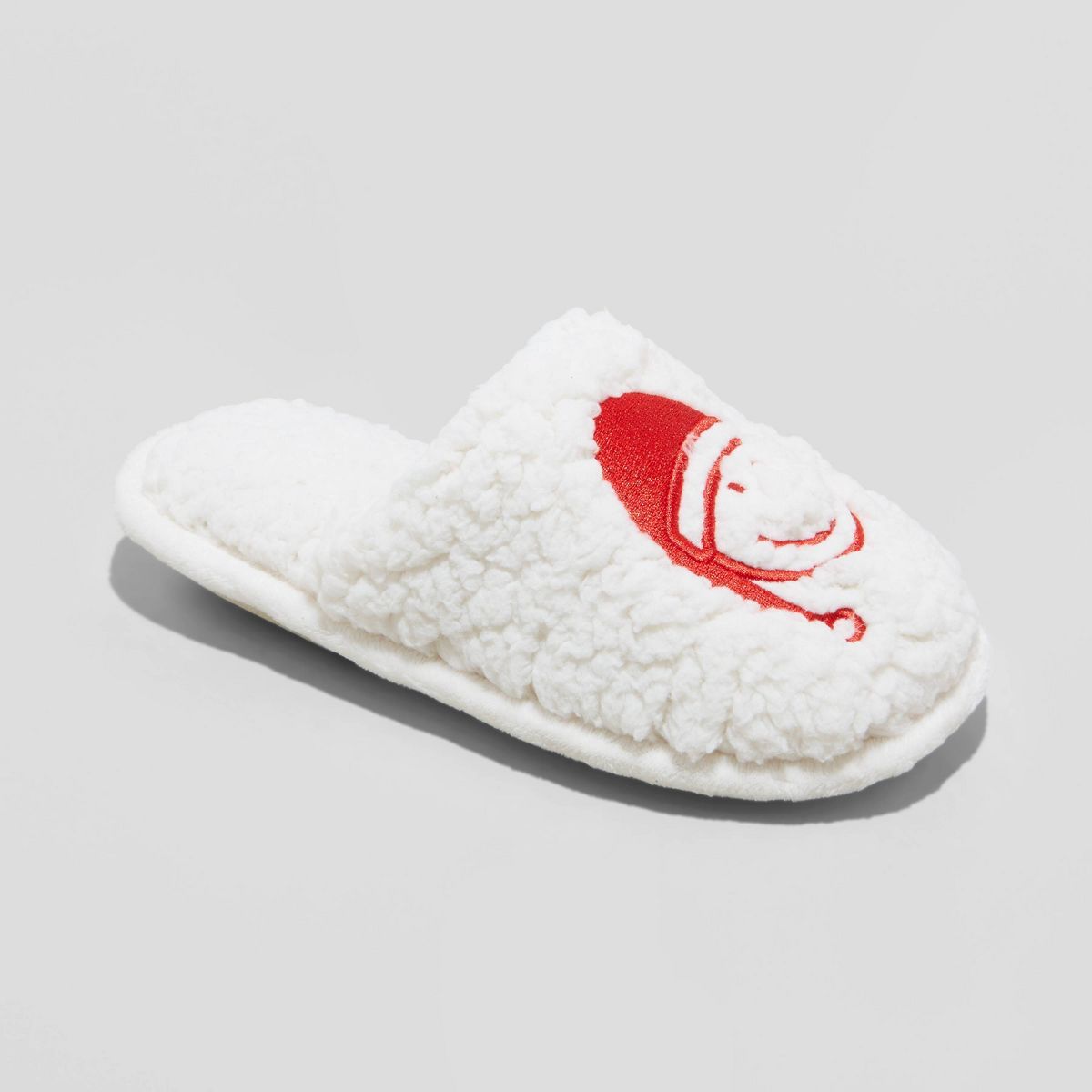 Kid's Holiday Santa Happy Face Scuff Slippers - Wondershop™ Cream 4-5 | Target