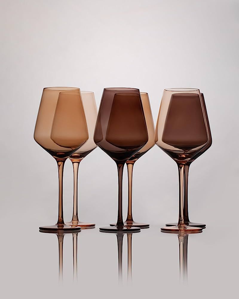 Venus Collection Glassware- Elegant Colored Wine Glasses (Set Of 6), Stemmed Multi-Color Glass Wi... | Amazon (US)