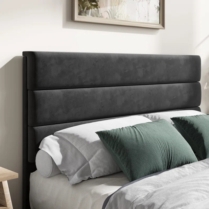 Elison Platform Bed with Fabric Upholstered Headboard and Wooden Slats | Wayfair North America