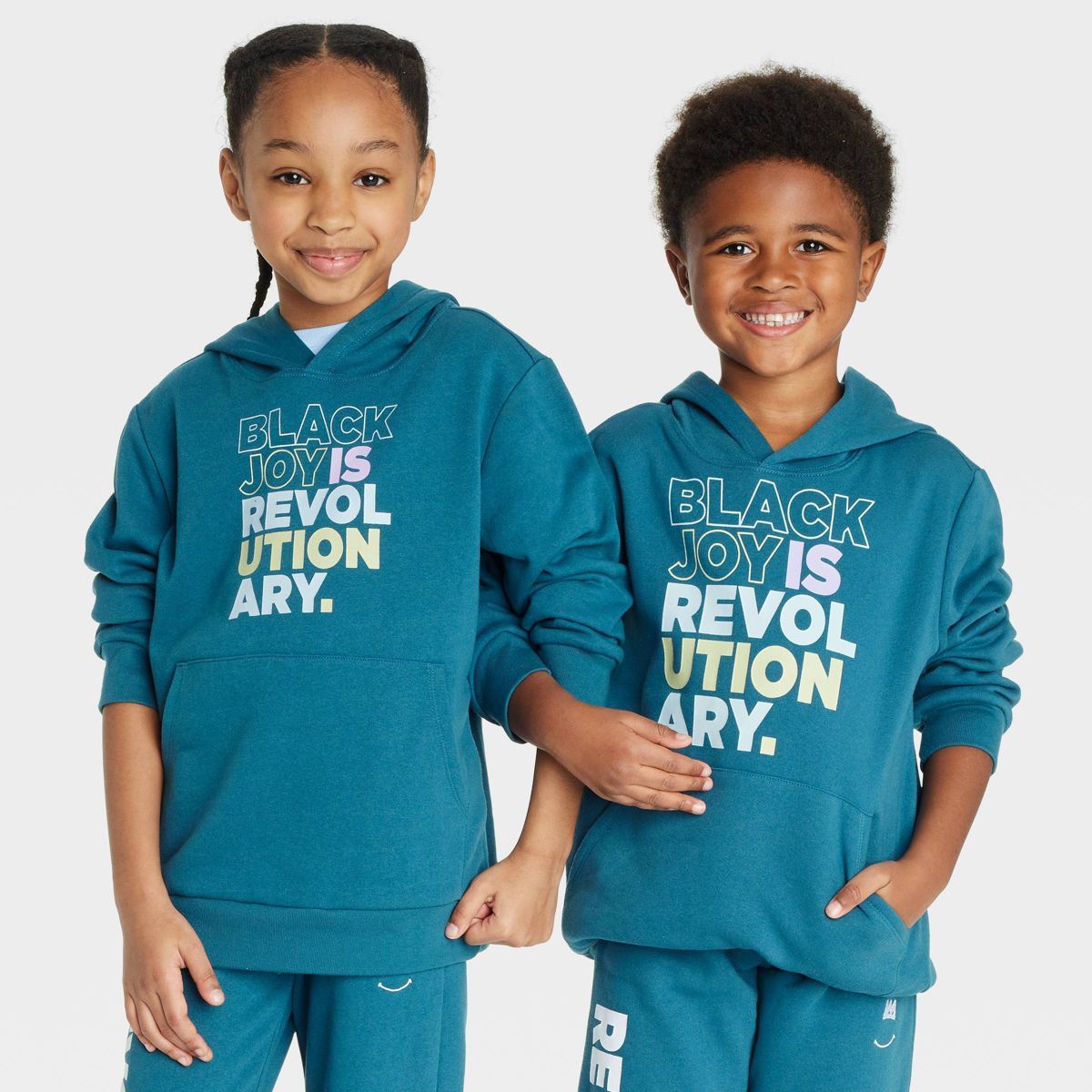 Black History Month Kids' Black Men Smile 'Black Joy' Hoodie - Blue | Target