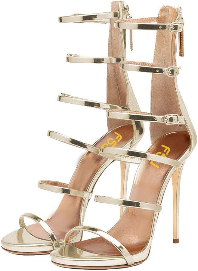 FSJ Women Sexy Strappy Gladiator Wedding Sandals High Heel Stiletto Shoes for Summer Size 4-15 US | Amazon (US)