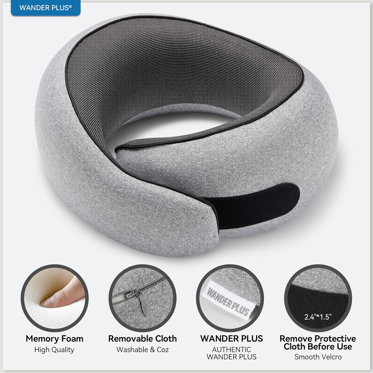 WANDER PLUS® Travel Neck Pillow, Pure Memory Foam Neck Pillow for Airplanes, Comfortable Breatha... | Amazon (US)