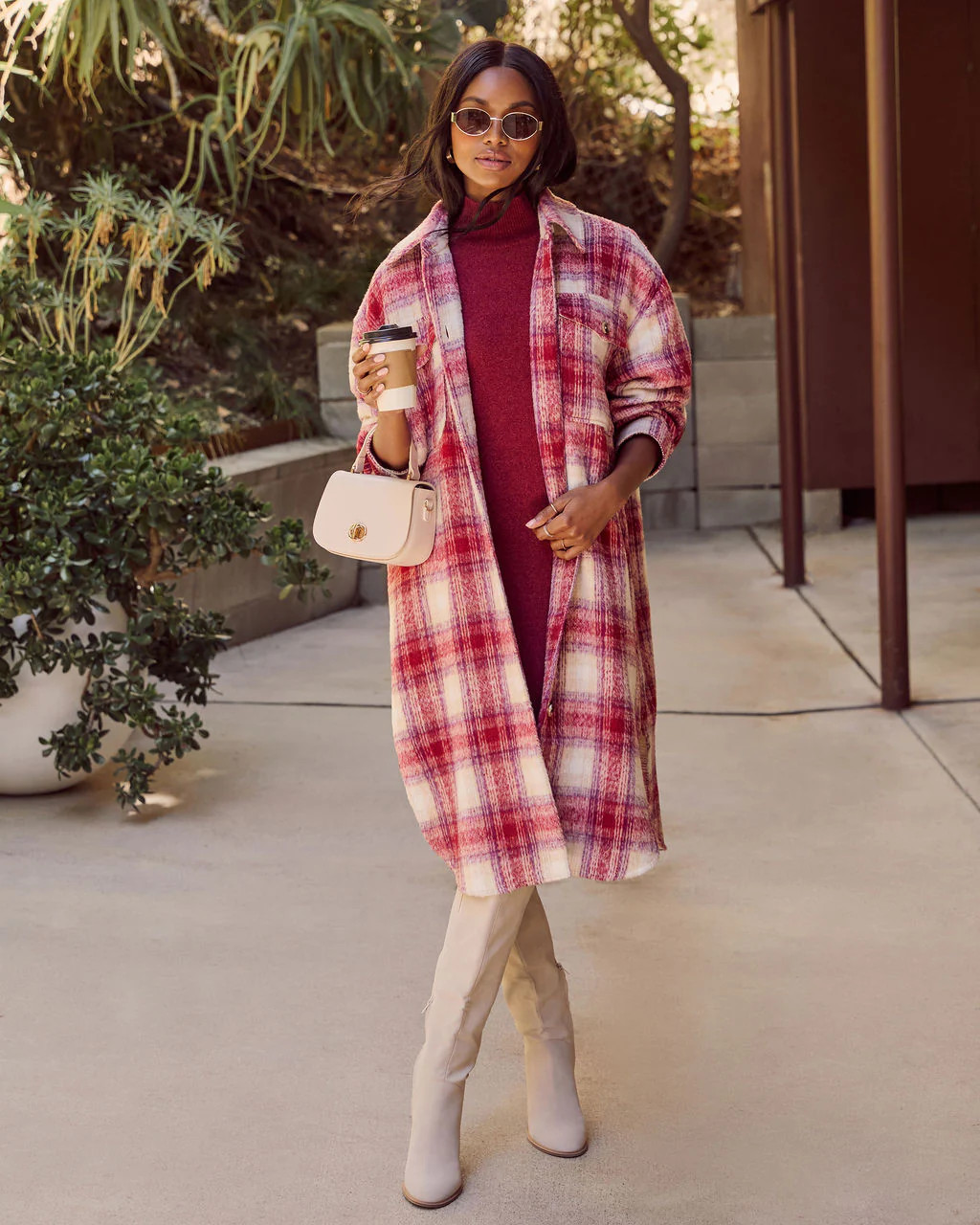 That September Feeling Plaid Pocketed Button Down Coat | VICI