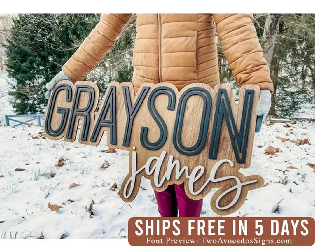 Large Wood Name Sign, Nursery Name Sign, Girl Name Sign, Above Crib Name Sign, Layered Baby Name ... | Etsy (US)