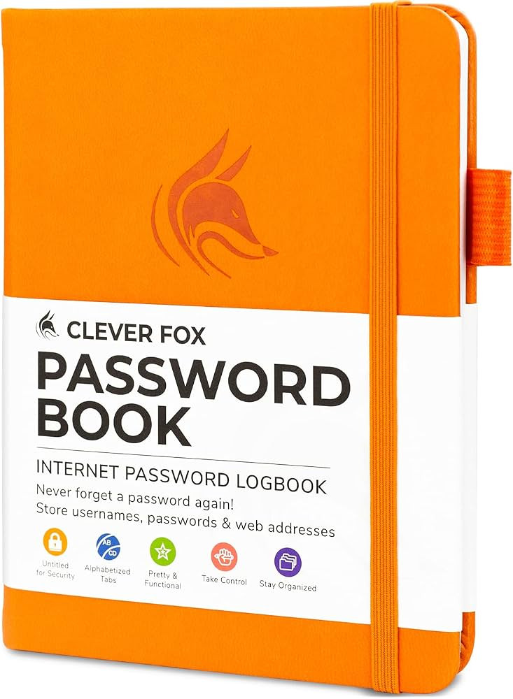 Clever Fox Password Book with tabs. Internet Address and Password Organizer Logbook with alphabet... | Amazon (US)