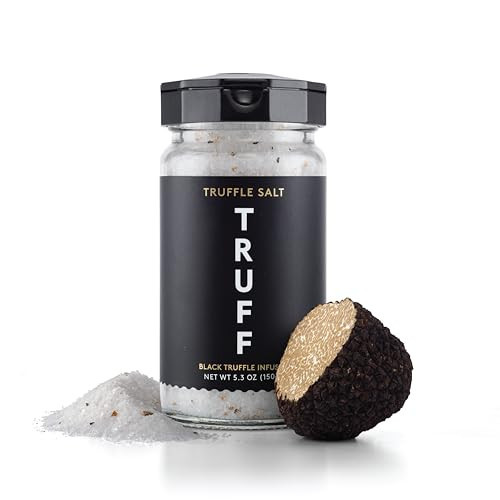 TRUFF Black Truffle Salt, Fine and Coarse Sea Salt, Dried Black Summer Truffles, Specialty Seasoning for A Truly Aromatic Flavor Experience, For the Finest Steaks or Unique Everyday Popcorn (5.3 oz) | Amazon (US)