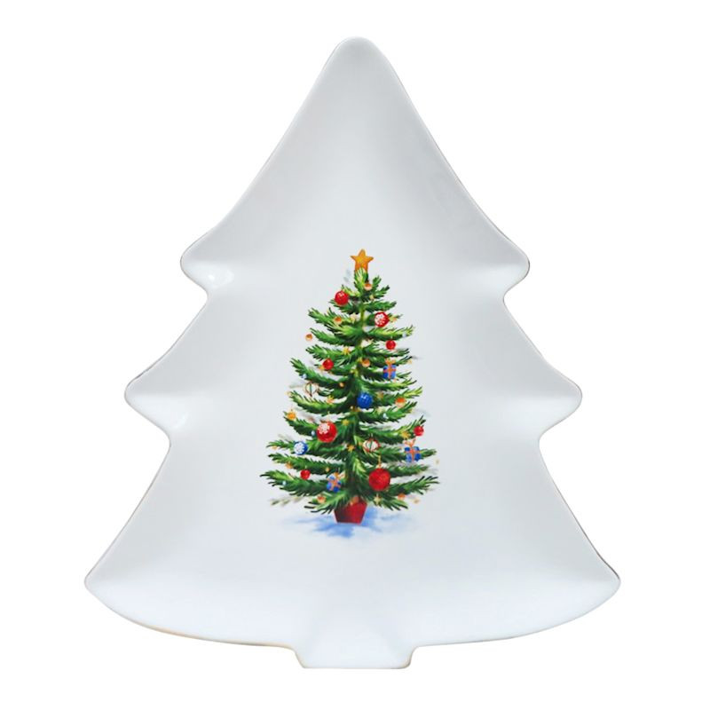 Classic Christmas Tree Ceramic Serving Platter, 15x13 | At Home
