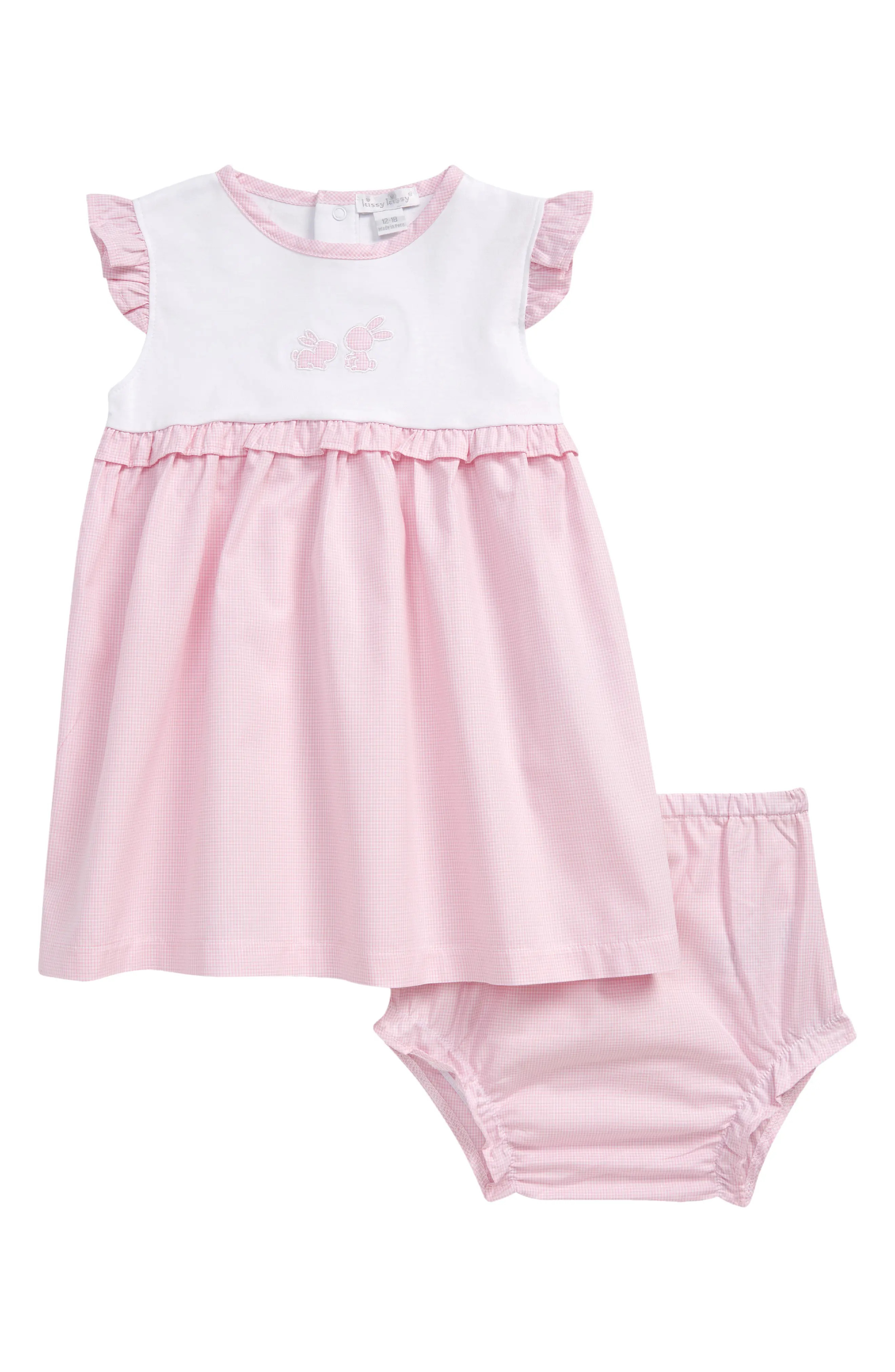 Infant Girl's Kissy Kissy Bunny Applique Dress, Size 6-9M - Pink | Nordstrom