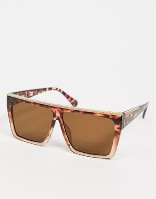 Jeepers Peepers flat brow sunglasses in tort with gold detail | ASOS (Global)
