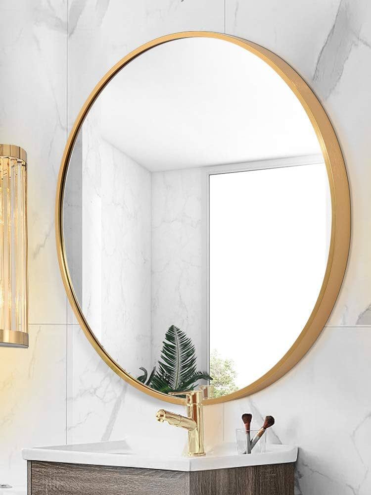 TANGGU Round Mirror Wall Mounted,Large Circle Mirrors for Wall Decor,23.6in Big Metal Frame Wall ... | Amazon (US)