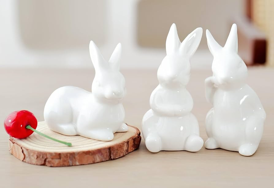 Ceramic Bunny Rabbits Easter Bunny Decorations Porcelain Bunny Rabbit for Easter Decoration Easte... | Amazon (US)