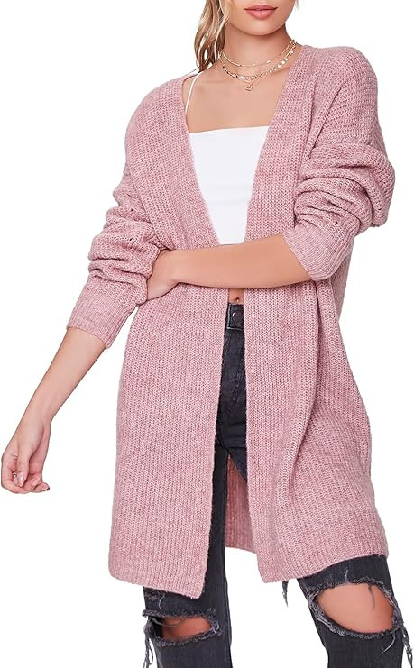 Forever 21 Womens Marled Open-Front Cardigan Sweater | Amazon (US)