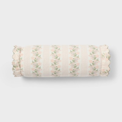 18"x7" Bolster Striped Floral Decorative Throw Pillow for Dorm - Threshold™ | Target