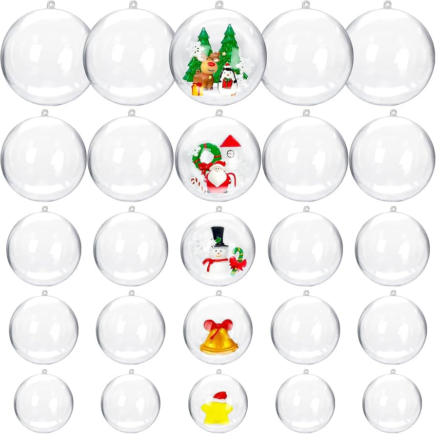 25 Set 50PCS Clear Plastic Fillable Ornaments,Transparent DIY Craft Ball,Clear DIY Christmas Orna... | Amazon (US)