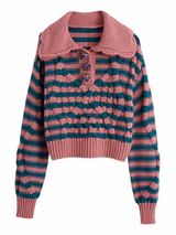 'Kate' Flower Collar Knitted Striped Sweater | Goodnight Macaroon