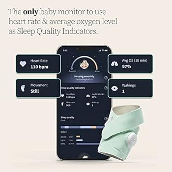 Owlet Dream Sock - Mint - Smart Baby Monitor View Heart Rate and Average Oxygen O2 as Sleep Quali... | Amazon (US)