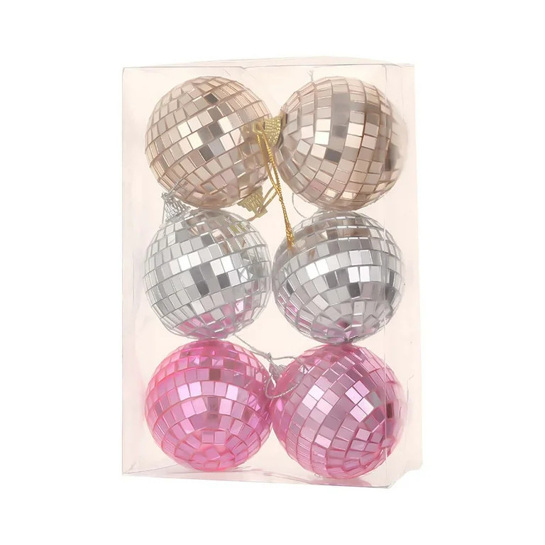ZToonmas 6Pcs Christmas Ball Ornaments 2.4" Colorful Mirrored Disco Balls for Xmas Decorations an... | Walmart (US)