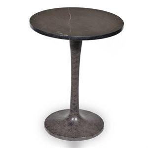 Pemberly Row Mid-Century Marble Top Accent Table in Black and Industrial | Cymax