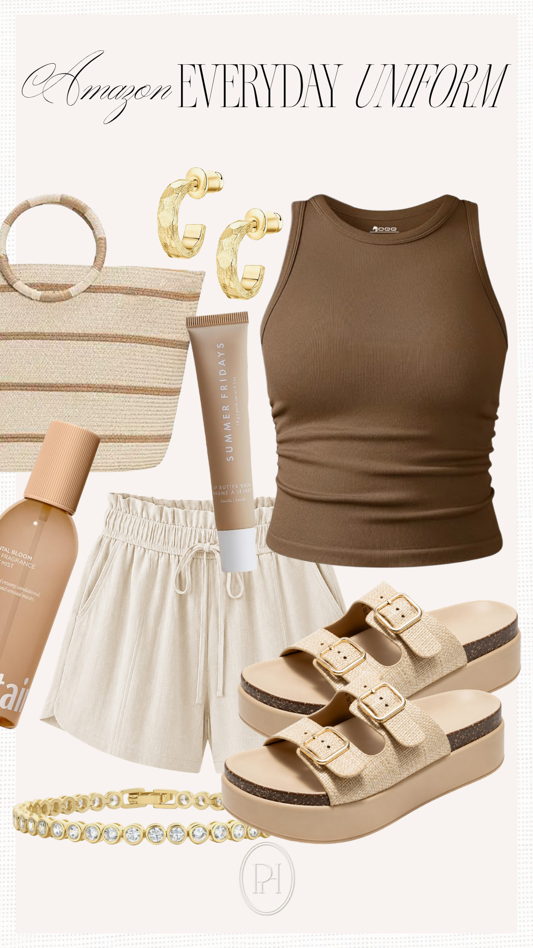 These style finds from Amazon are perfect for your everyday summer looks!

summer fashion, summer style, summer outfit, everyday look, casual outfit, brown tank top, linen shorts, neutral shorts, neutral fashion, beach day look, platform sandals, neutral sandals, tan sandals, summer shoes, summer sandals, summer footwear, lip balm, lip gloss, body spray, tote bag, summer handbag, small gold hoops, tennis bracelet
 

 #LTKdayinmylife #LTKgrwm #LTKootd