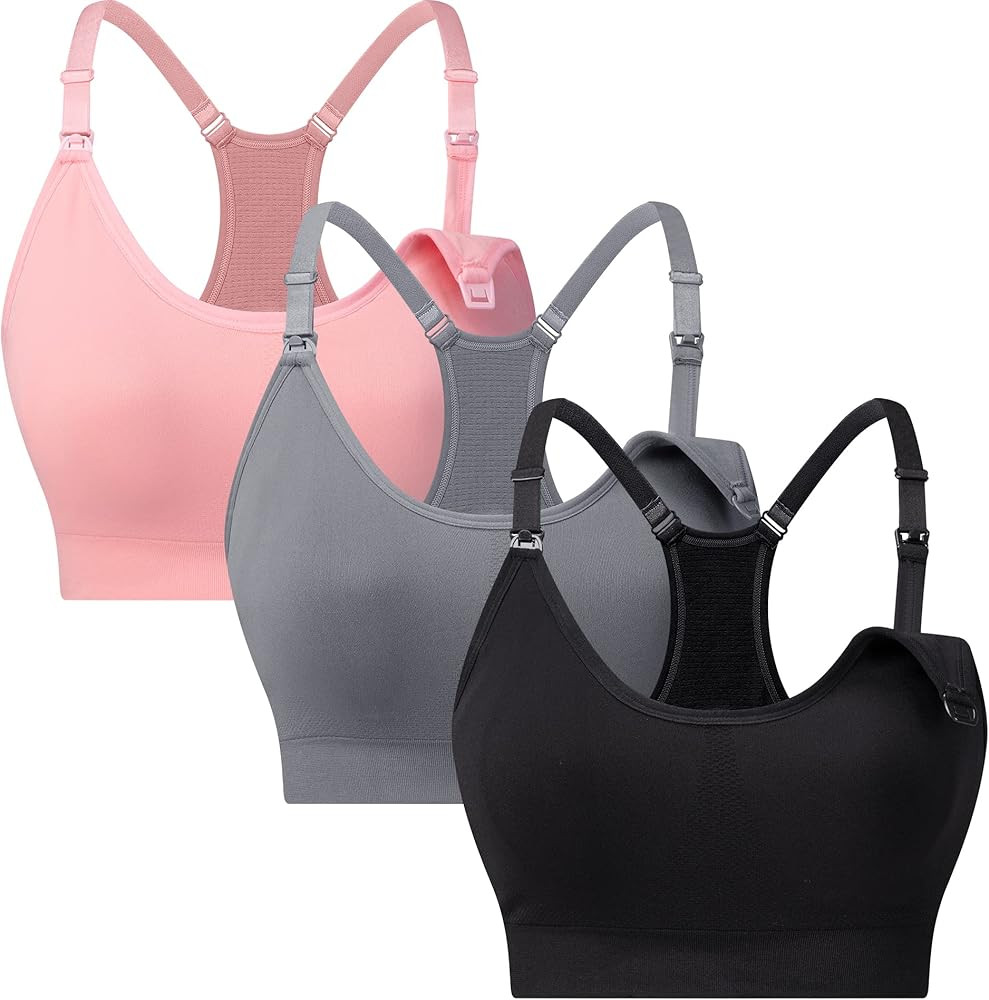 Suekaphin 3 Pack Sports Nursing Bra for Breastfeeding Pregnancy Maternity Wirefree for Women | Amazon (US)