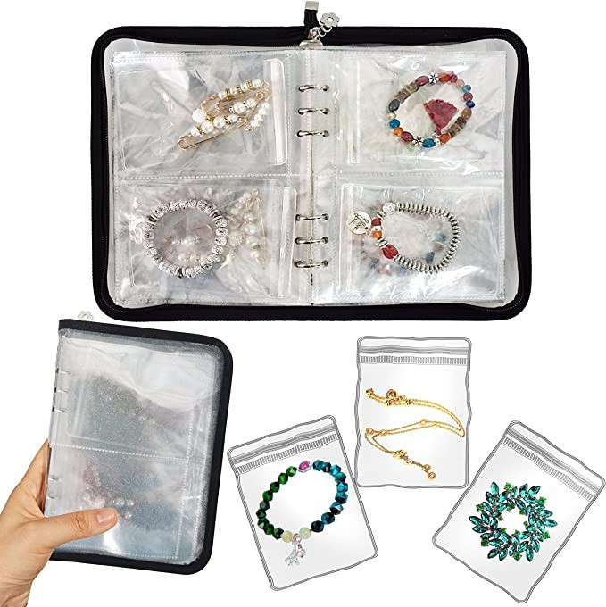 LingLingo Jewelry Organizer Travel Earring Case Box Transparent Jewelry Storage Book Clear Binder... | Amazon (US)