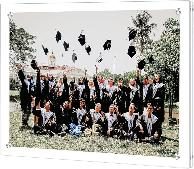 8.5x11 Acrylic Picture Frame, No Drill Wall Mounted Frameless Photo Frames, Self Adhesive Clear M... | Amazon (US)