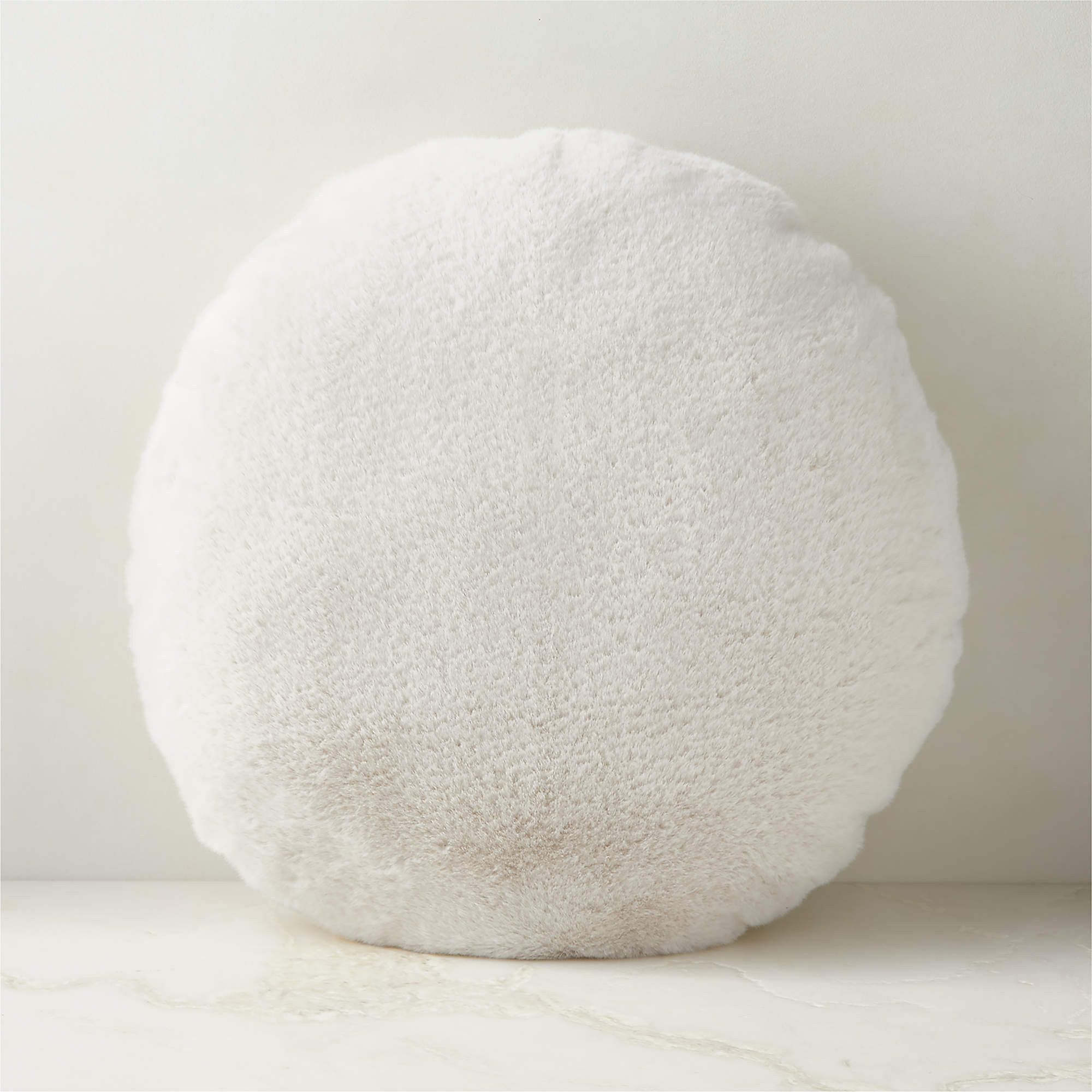 Harlee Round Ivory White Faux Fur Throw Pillow 20" + Reviews | CB2 | CB2