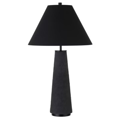 Hampton & Thyme 28" Tall Monochrome Table Lamp with Fabric Shade Matte Black: Ceramic Cone, 1-Way... | Target