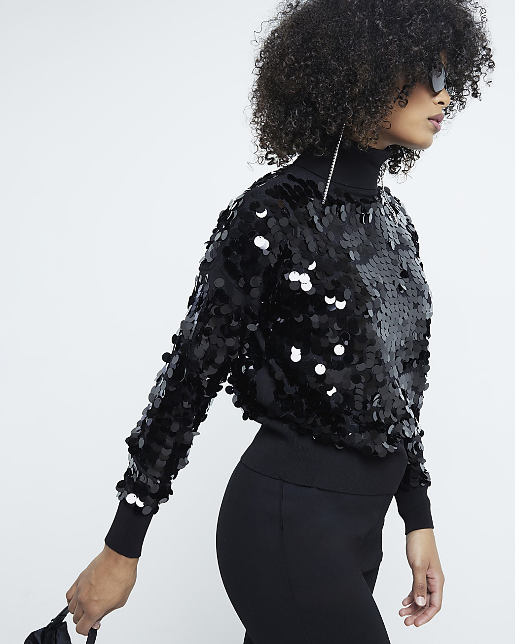 Black Sequin Jumper | River Island UK & IE