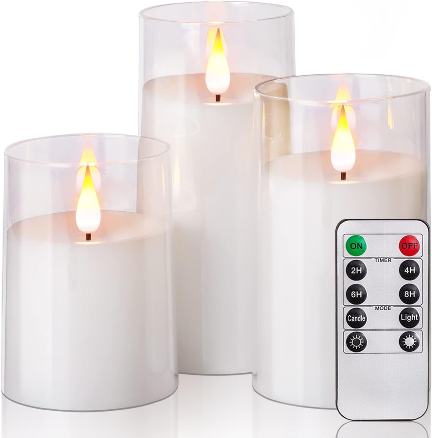 Amazon.com: Amagic Acrylic Flameless Candles, Battery Operated Candles, Flickering LED Pillar Can... | Amazon (US)