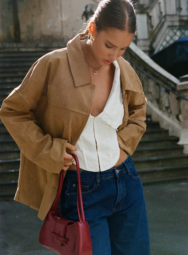 Huntsville Faux Suede Jacket Brown | Princess Polly US