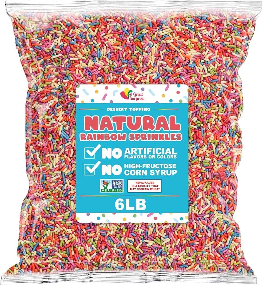 Bulk Sprinkles Dye Free - 6 Pounds - All Natural Sprinkles - Rainbow Sprinkle Mix - Bulk Jimmies,... | Amazon (US)