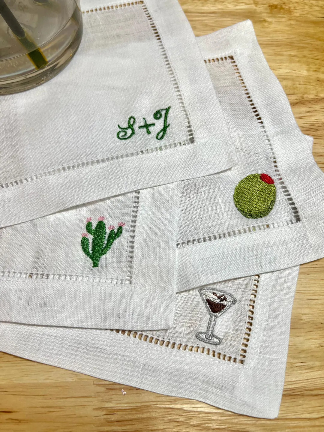 Custom Icons/Name Embroidered Cocktail Napkins, Personalized Gifts for Weddings, Housewarming, an... | Etsy (US)