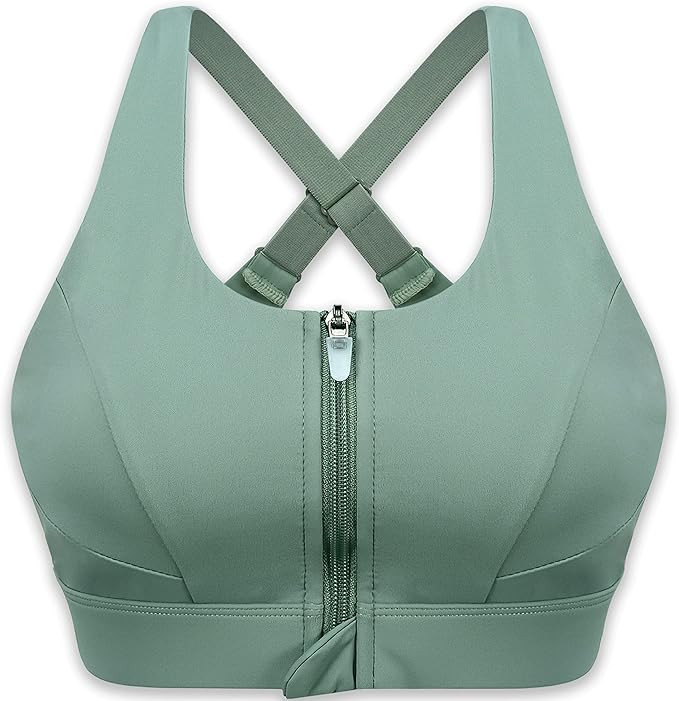 Cordaw Zip Front Sports Bra Adjustable Straps High Support Medium Impact Zipper Front Hook Runnin... | Amazon (US)