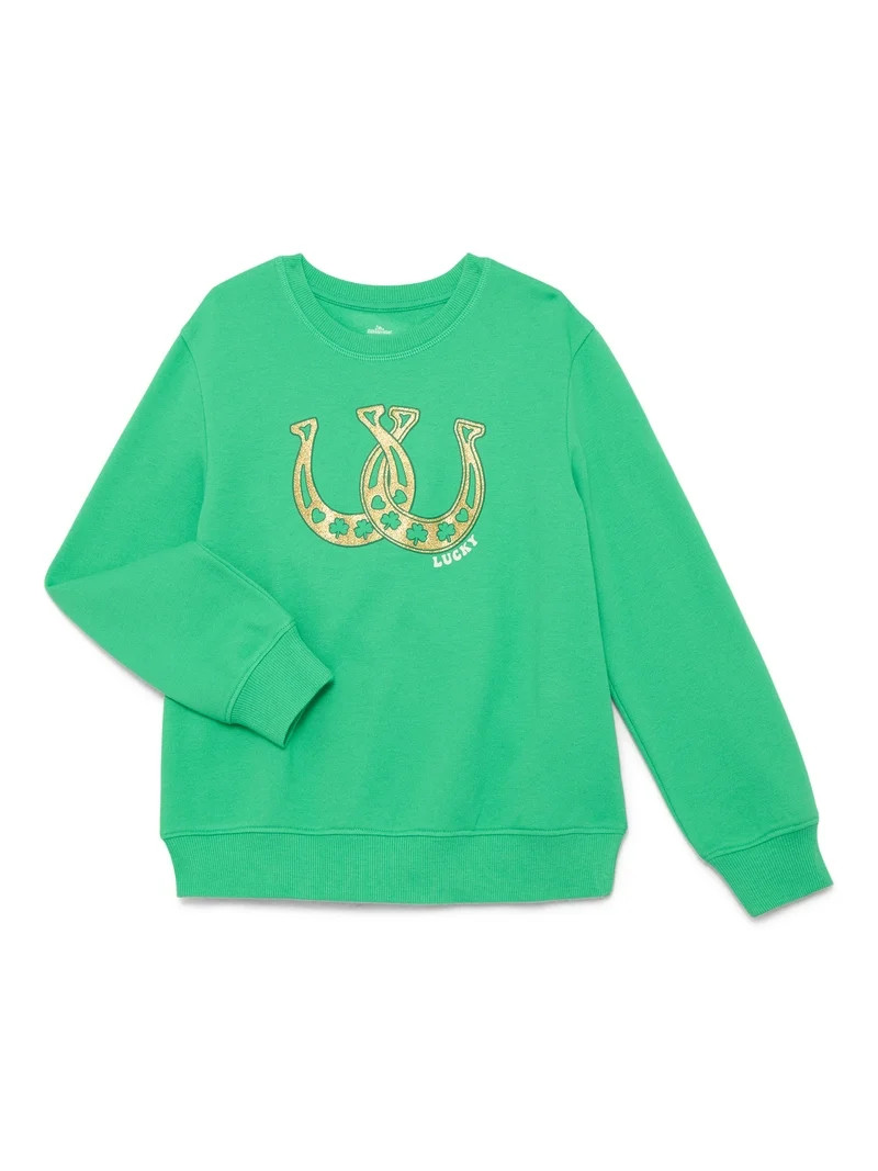 St. Patrick's Day Girls Fleece Graphic Sweatshirt from Way To Celebrate, Sizes 4-18 | Walmart (US)