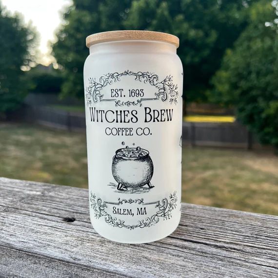 Witch's Brew Coffee Co Frosted Glass 16 Oz Cup Can Tumbler - Etsy | Etsy (US)